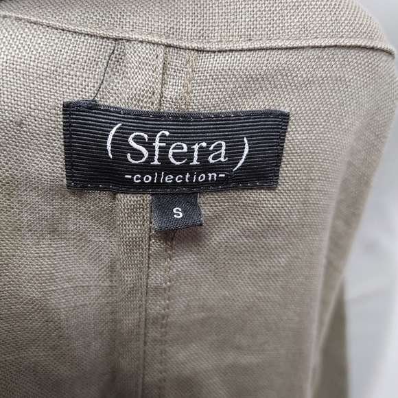 100% linen khaki green jacket size S - Picture 14 of 16